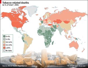 Porcentagem de mortes por doenças do fumo (Fonte: OMS)